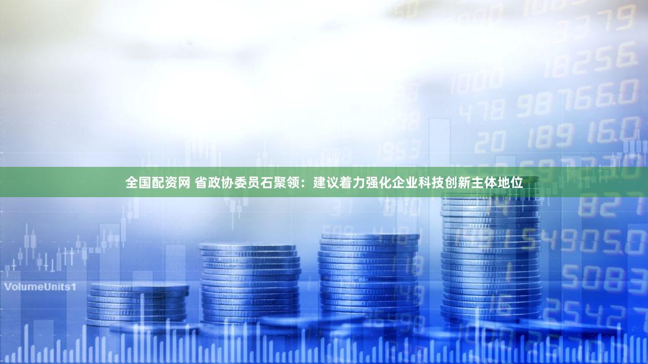 全国配资网 省政协委员石聚领：建议着力强化企业科技创新主体地位