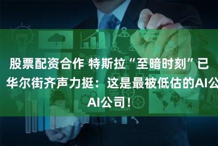 股票配资合作 特斯拉“至暗时刻”已过？华尔街齐声力挺：这是最被低估的AI公司！