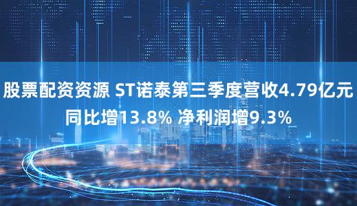 股票配资资源 ST诺泰第三季度营收4.79亿元同比增13.8% 净利润增9.3%